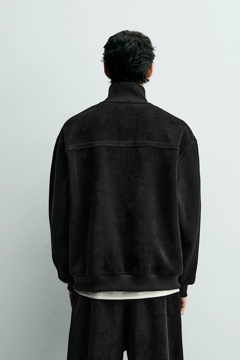 CORDUROY QUARTER-ZIP SWEATSHIRT