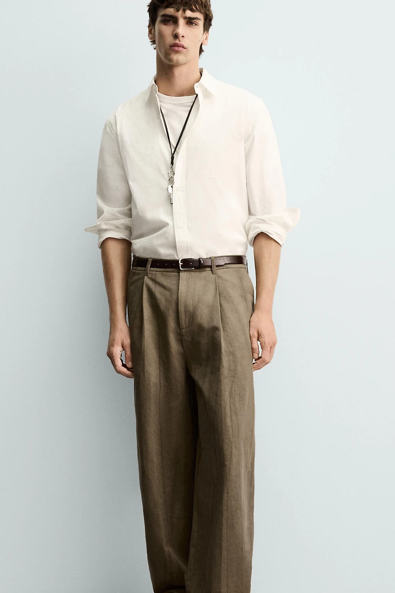 TIE-DYE PRINT PLEATED PANTS