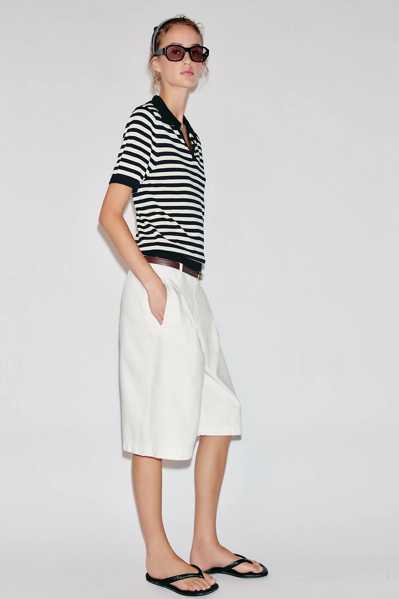 STRIPED SHORT SLEEVE KNIT POLO