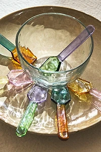 PACK OF MULTICOLORED BOROSILICATE GLASS ICE CREAM SPOONS (PACK OF 6)