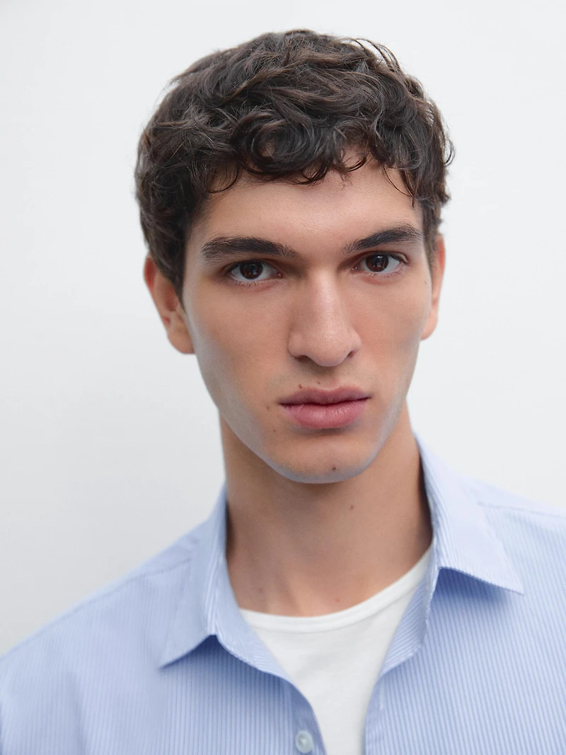 Regular fit striped poplin shirt