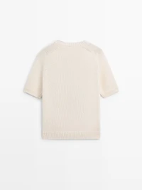 Short sleeve knit argyle sweater