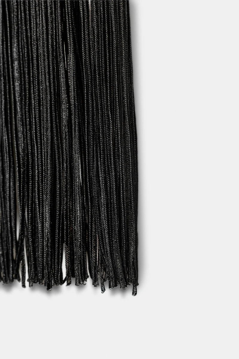 LONG STRETCH FRINGE DRESS