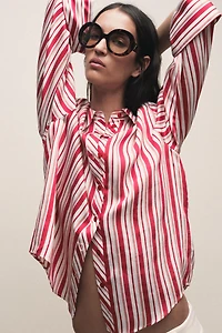 STRIPED TURN-UP SLEEVE SHIRT