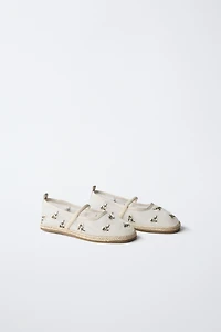EMBROIDERED JUTE BALLET FLATS