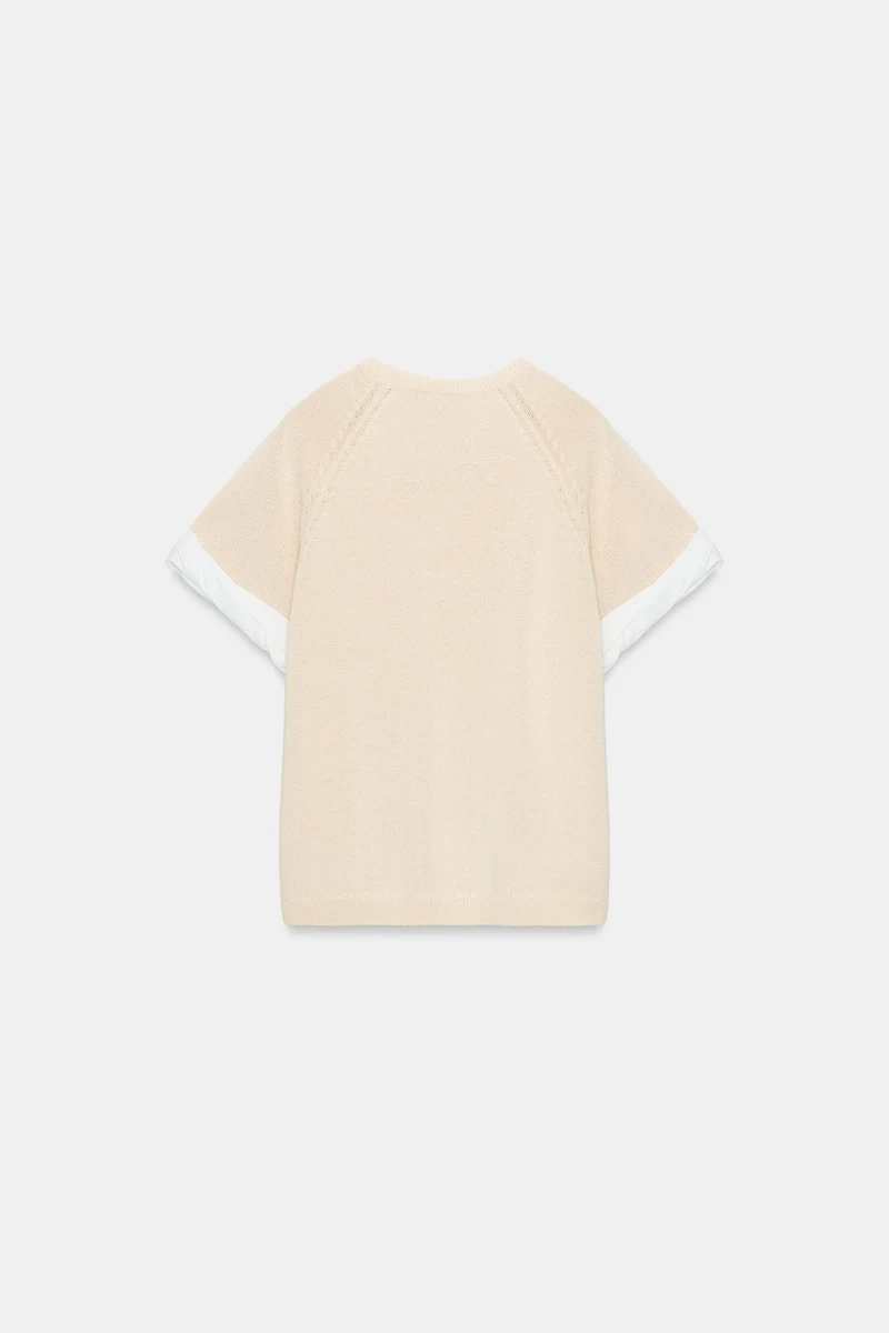 PULL EN MAILLE À MANCHES REVERS BIMATIÈRE