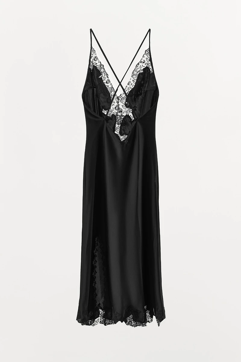 SATIN EMBROIDERED LACE DRESS