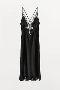 SATIN EMBROIDERED LACE DRESS