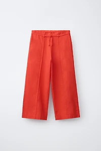 WIDE LEG LINEN DRAWSTRING PANTS