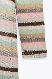 METALLIC THREAD STRIPED LONG DRESS