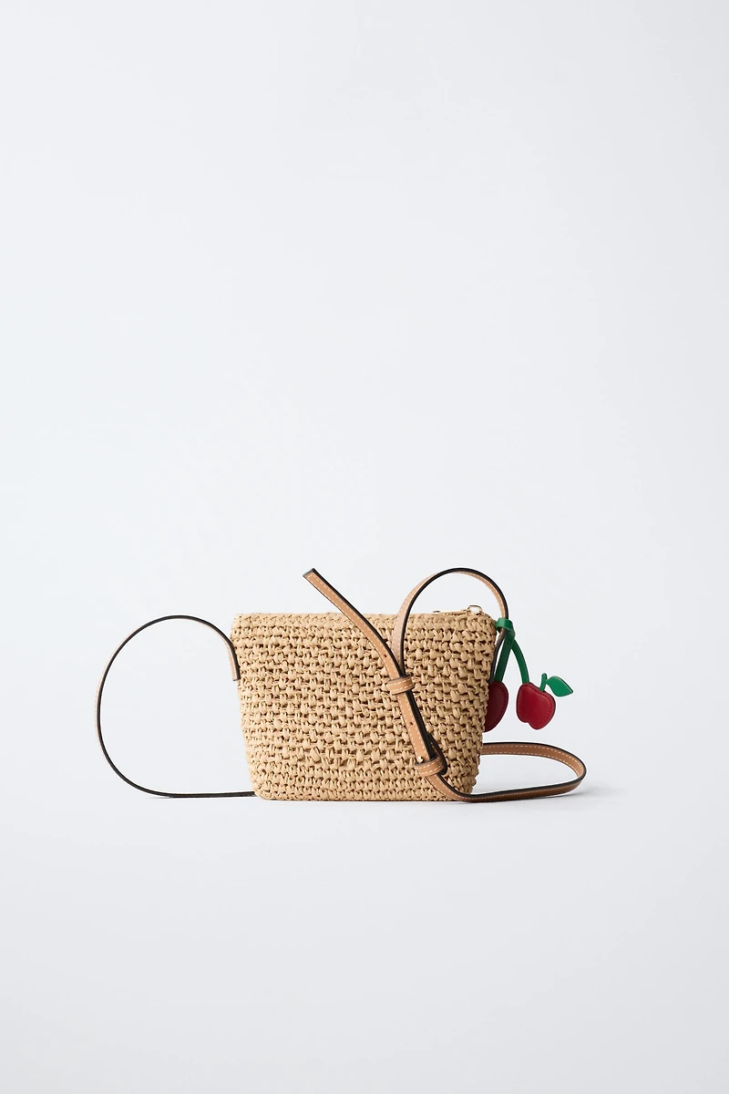 RAFFIA CHERRY CROSSBODY BAG