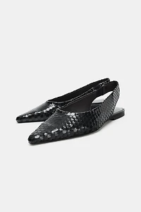 POINTED LEATHER SLINGBACK BALLET FLATS