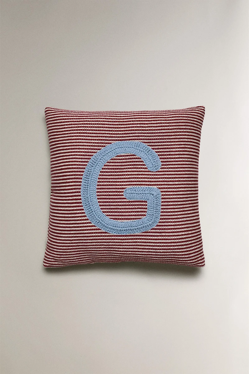 CHILDREN'S EMBROIDERED LETTER THROW PILLOW