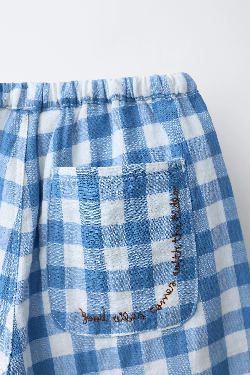 GINGHAM TEXTURED PANTS