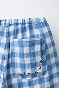 GINGHAM TEXTURED PANTS