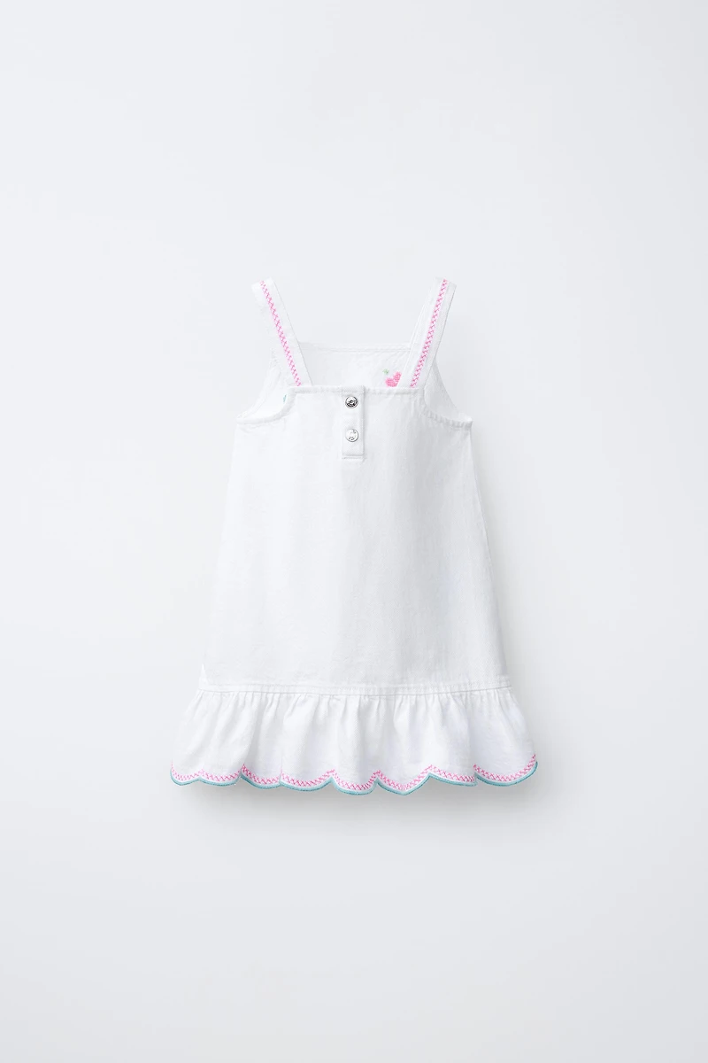 CROSS-STITCH FLORAL TWILL DRESS