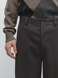 Relaxed fit wool blend trousers