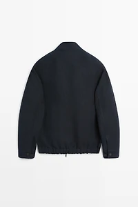 100% linen banded collar jacket
