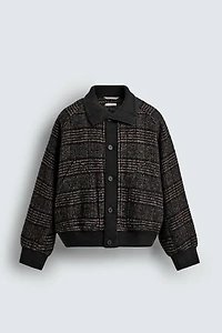 CONTRASTING RIB COLLAR JACKET