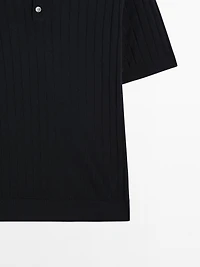 Ribbed knit polo shirt
