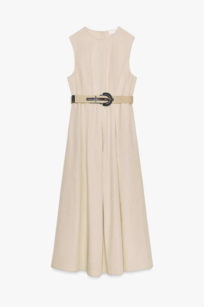 ROBE MIDI EN POPELINE AVEC CEINTURE