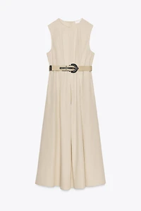 ROBE MIDI EN POPELINE AVEC CEINTURE