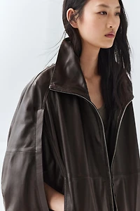 Veste bomber sans manches en cuir nappa