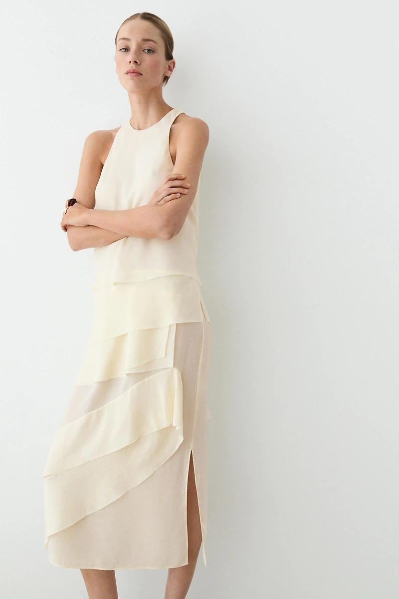 Robe midi fluide à volants