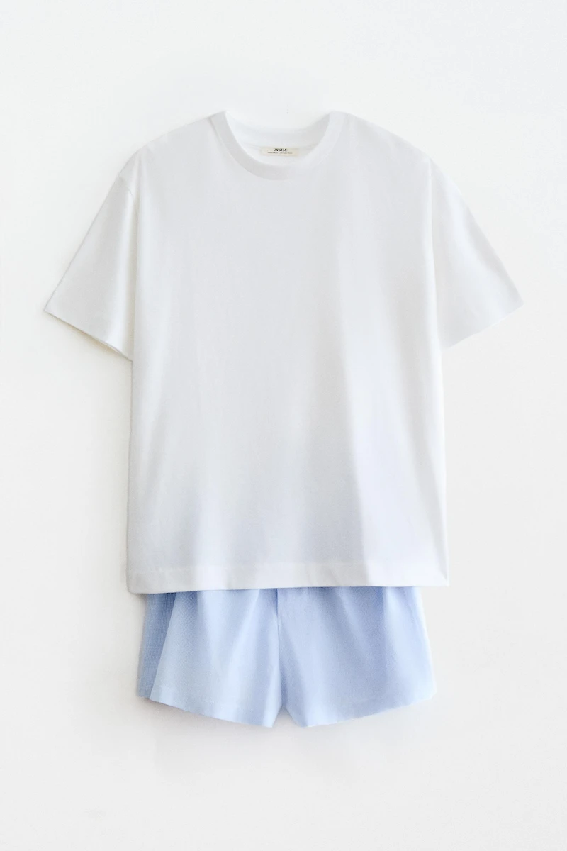 CHECKERED T-SHIRT AND SHORTS SET