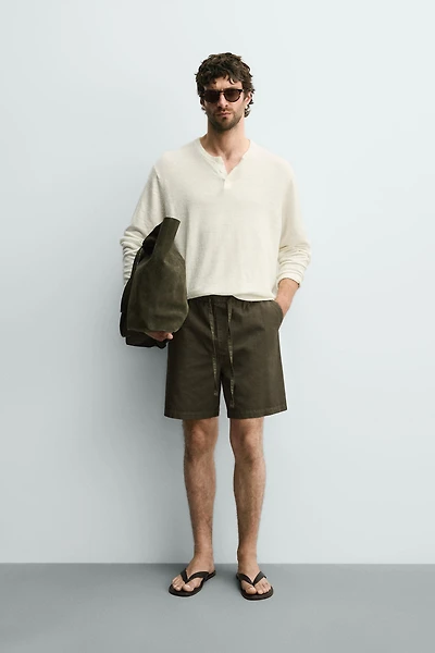 COTTON-LYOCELL REGULAR FIT SHORTS