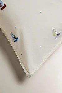 KIDS' COTTON SAILBOAT PILLOWCASE