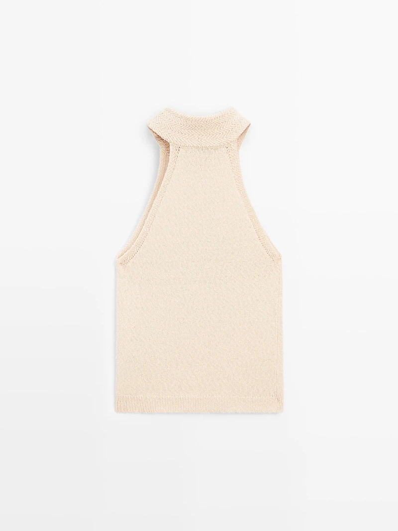 Textured knit halterneck top
