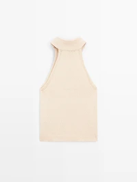 Textured knit halterneck top