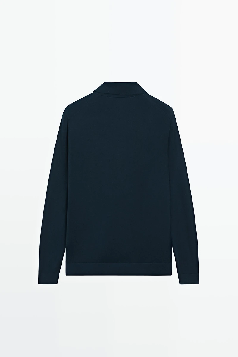Pull polo en maille 100 % laine mérinos