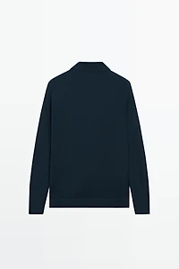 Pull polo en maille 100 % laine mérinos