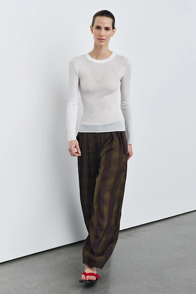 ZW COLLECTION FLOWY PLAID PANTS
