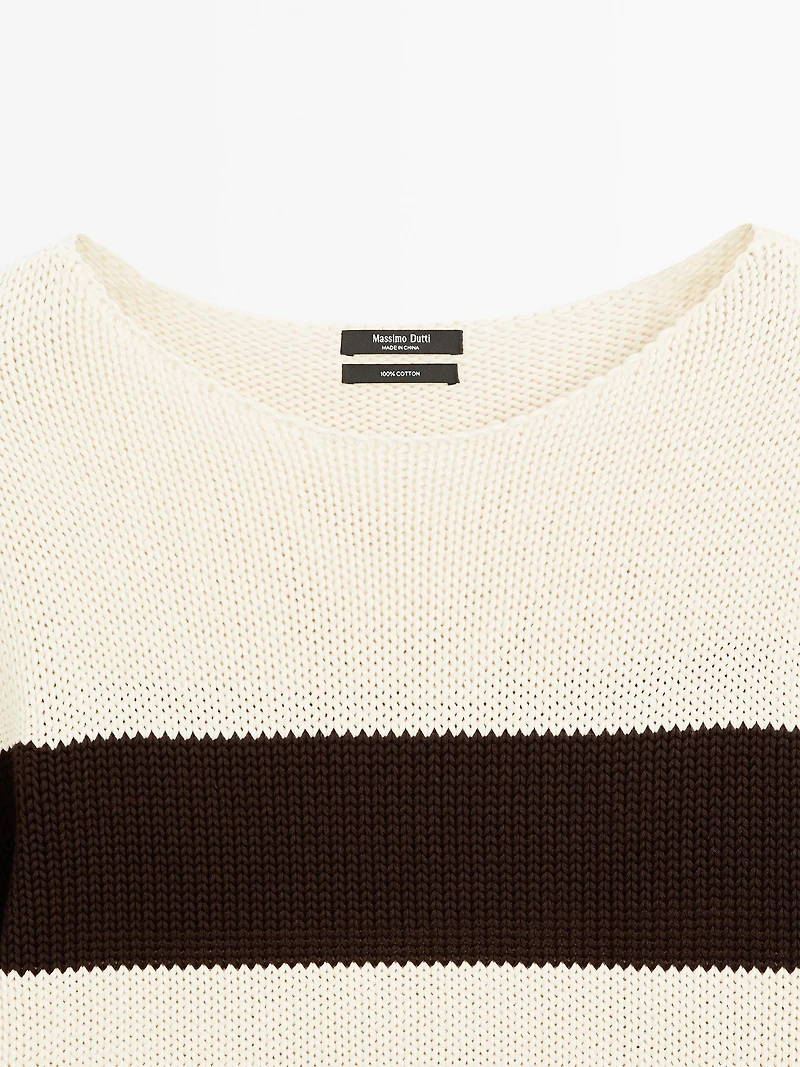 Pull à rayures en maille 100 % coton