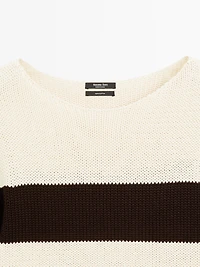 Pull à rayures en maille 100 % coton