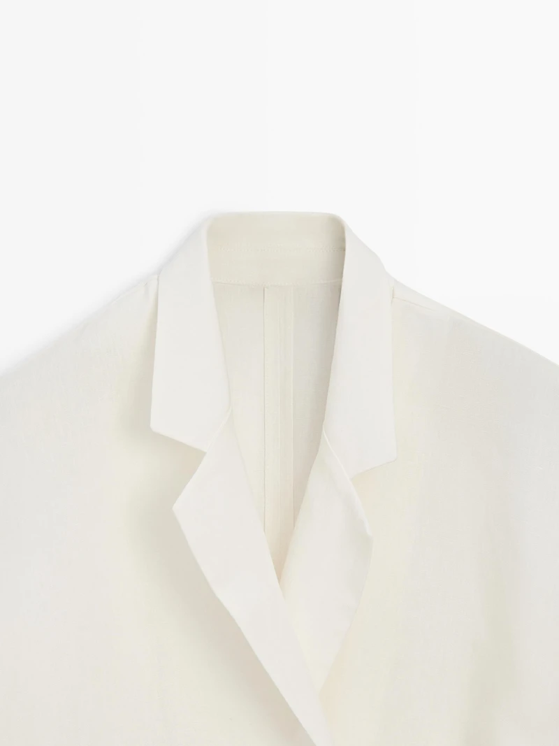 Gilet croisé en lin à revers