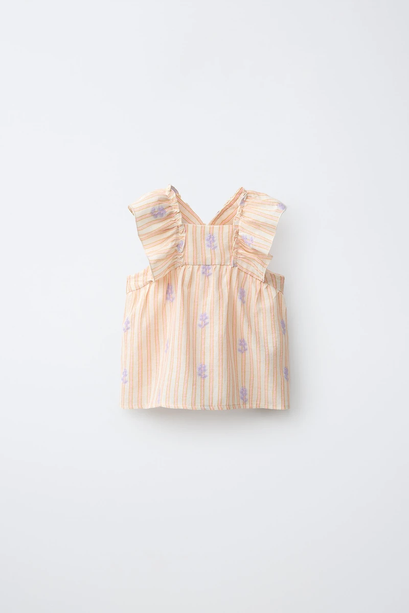 STRIPED AND FLORAL BLOUSE