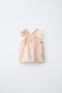 STRIPED AND FLORAL BLOUSE