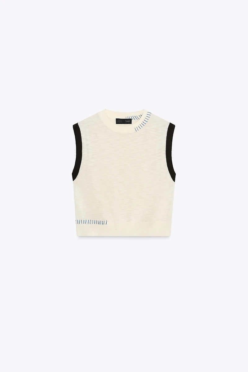 CONTRAST KNIT TOP