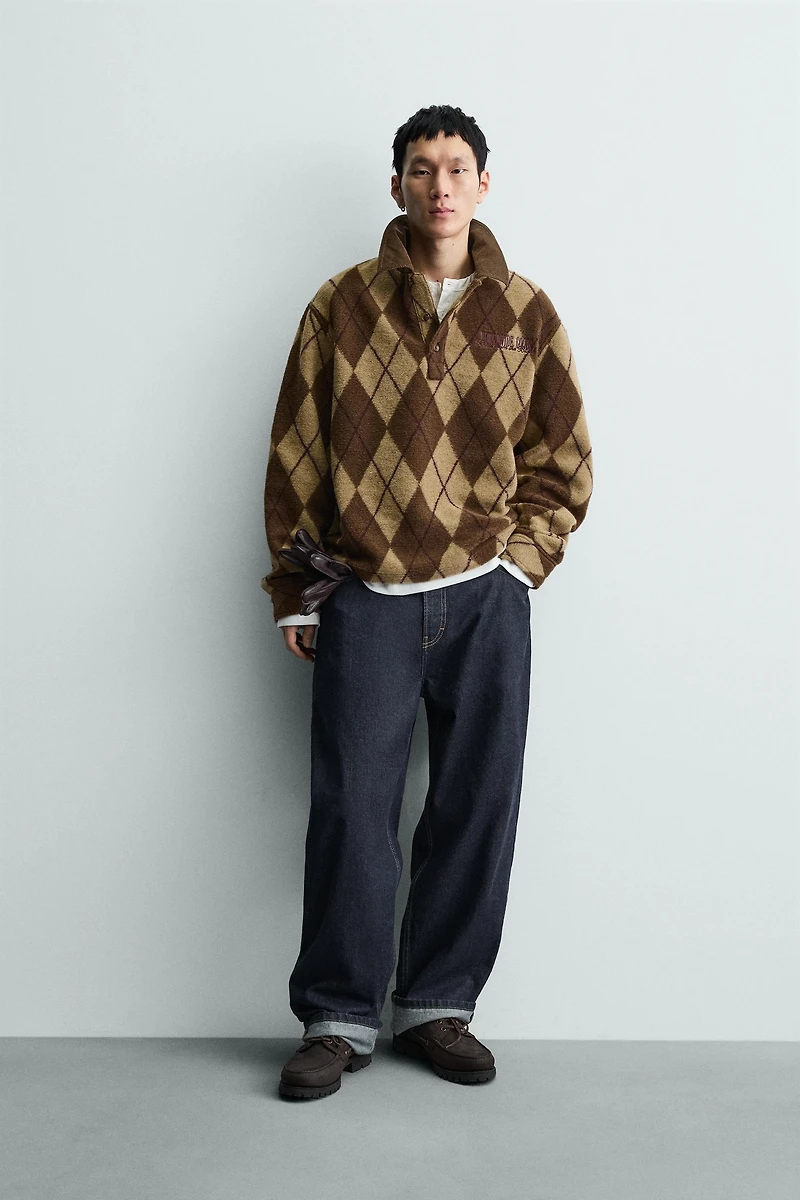 JACQUARD DIAMOND TEXTURE POLO SHIRT