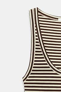 STRIPED ASYMMETRIC MIDI DRESS