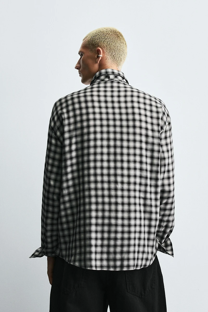 CONTRAST PLAID SHIRT WITH TIE