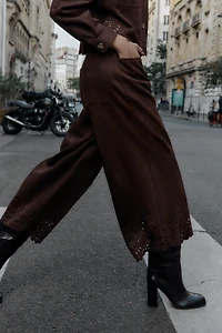 DIE-CUT HEM FAUX SUEDE CULOTTES