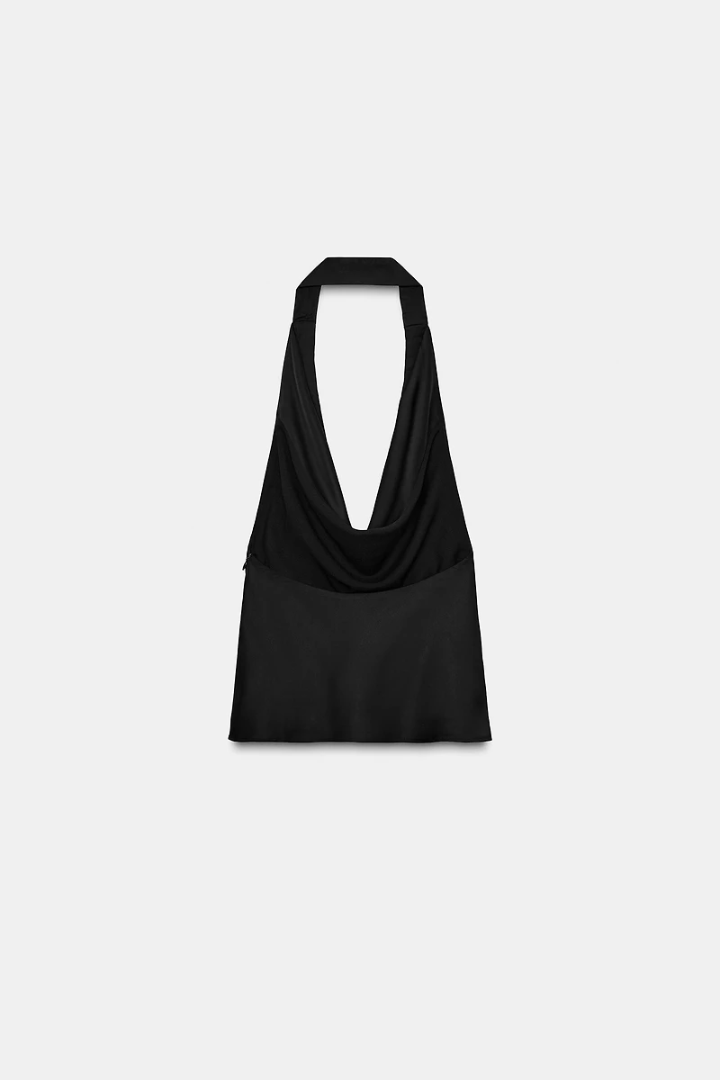 SATIN EFFECT SCARF BEADED TOP