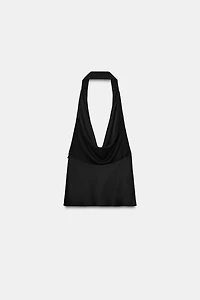 SATIN EFFECT SCARF BEADED TOP