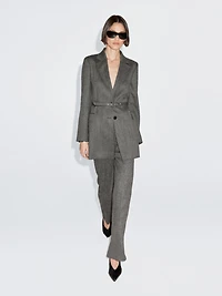 Flecked suit blazer with belt