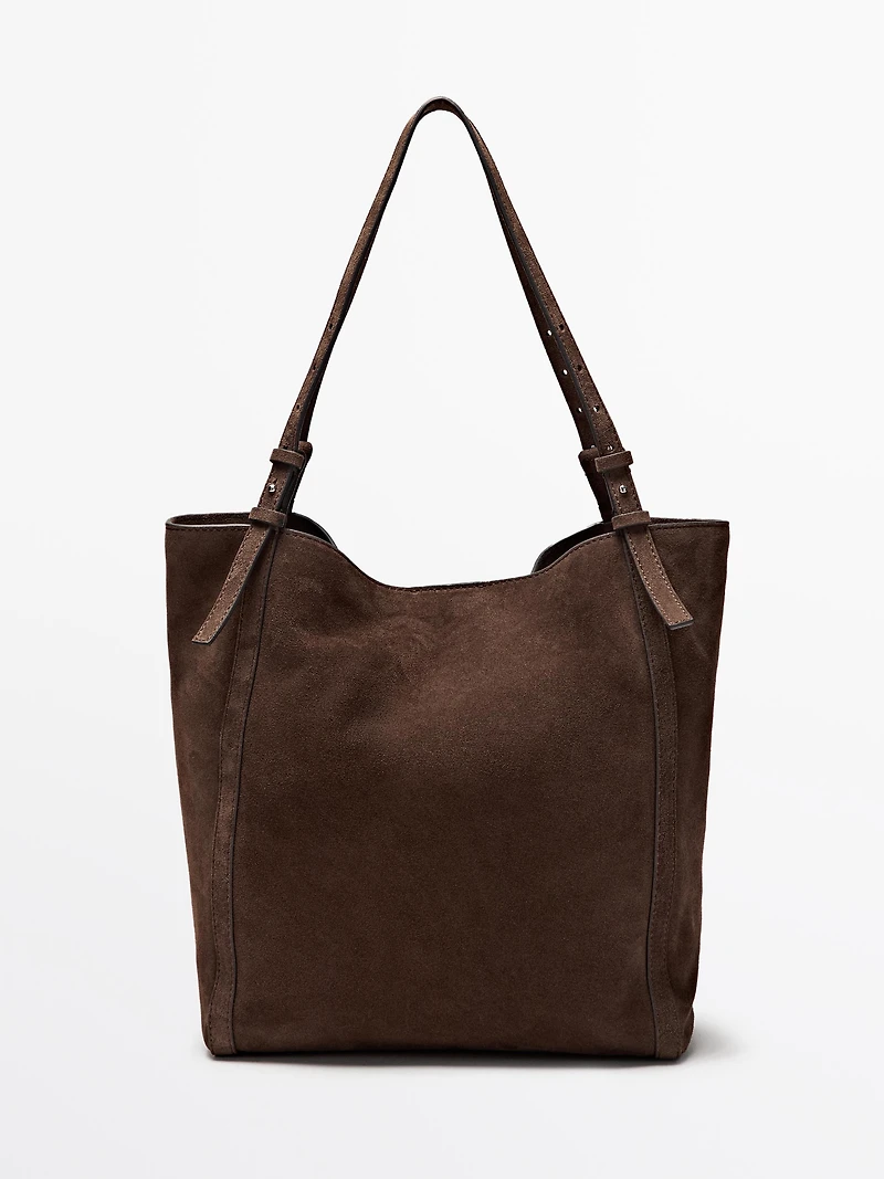 Sac cabas en croûte de cuir